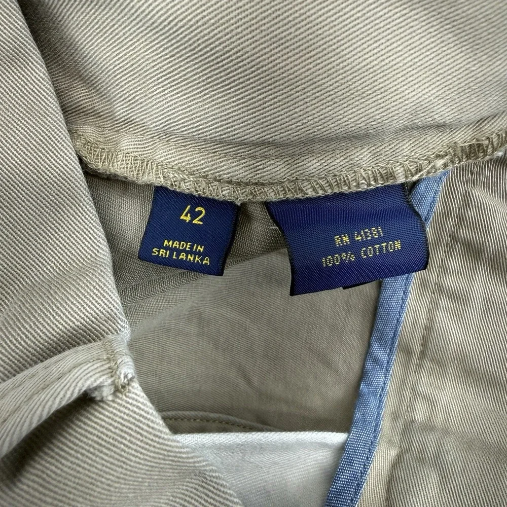 Polo Ralph Lauren Mens 42 Khaki Cotton Classic Fit 9 Chino Shorts Flat Front